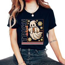 Load image into Gallery viewer, Halloween Teacher Shirt, Trick Or Teach Ghost Floral Tee, School - Unisex T-Shirt - Black
