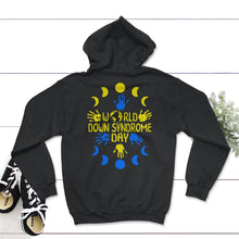 Load image into Gallery viewer, World Down Syndrome Day Shirt, Hand Print World Down Syndrome - Hoodie - Black
