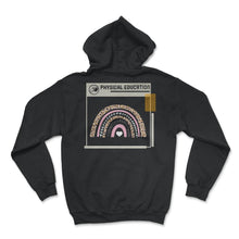 Load image into Gallery viewer, Physical Education Teacher Shirt, P.E. Leopard Boho Rainbow Tee, Gym - Hoodie - Black

