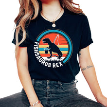 Load image into Gallery viewer, Fishing Shirt, Fishsaurus Rex Fishing Dinosaur Funny Tee, Fishing - Unisex T-Shirt - Black
