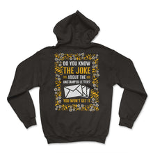 Load image into Gallery viewer, Mailman Shirt, Joke About The Unstamped Letter Envelop Floral Tee, - Hoodie - Black

