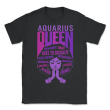 Load image into Gallery viewer, Aquarius Queen Shirt, African American Women Zodiac Sign Tee, - Unisex T-Shirt - Black

