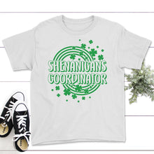 Load image into Gallery viewer, St. Patricks Day Shirt, Shenanigans Coordinator, Irish Teacher Lucky - Youth Tee - White
