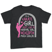 Load image into Gallery viewer, Karate Shirt, Karate Girl Tee, Fighter Karate Player Martial Arts - Youth Tee - Black
