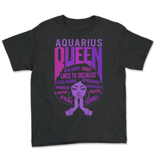 Load image into Gallery viewer, Aquarius Queen Shirt, African American Women Zodiac Sign Tee, - Youth Tee - Black
