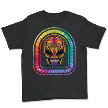 Load image into Gallery viewer, Dia De Los Muertos Shirt, Lucha Libre El Santo Mask Skull Skeleton - Youth Tee - Black
