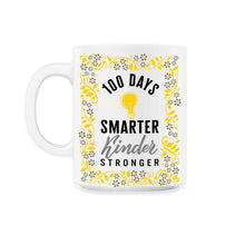 Load image into Gallery viewer, School Shirt, 100 Days Smarter Kinder Stronger Floral Tee, Kinder - 11oz Mug - White
