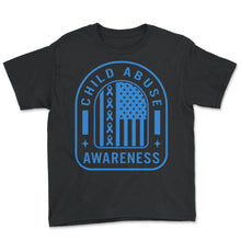 Load image into Gallery viewer, Child Abuse Prevention Month Shirt, Child Welfare American Flag Tee, - Youth Tee - Black
