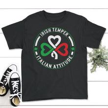 Load image into Gallery viewer, St. Patricks Day Shirt, Irish Temper Italian Attitude Lucky Christmas - Youth Tee - Black
