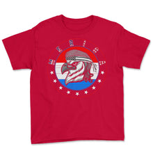 Load image into Gallery viewer, 4th Of July Shirt, Independence Day Tee Merica Eagle Mullet Wearing - Youth Tee - Red
