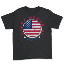 Load image into Gallery viewer, Happy Memorial Day Shirt, Veterans Military American Flag 4th of July - Youth Tee - Black
