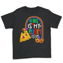 Load image into Gallery viewer, Purim Shirt, This Is My Purim Costume Hamantash Tee, Jewish Costume - Youth Tee - Black
