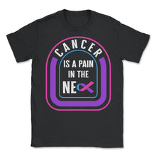 Load image into Gallery viewer, Thyroid Cancer Awareness Shirt, Cancer Is Pain In The Neck Ribbon - Unisex T-Shirt - Black
