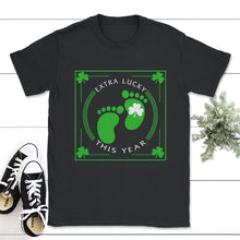 Load image into Gallery viewer, St. Patricks Day Shirt, Extra Lucky This Year, Irish Lucky St. Pattys - Unisex T-Shirt - Black
