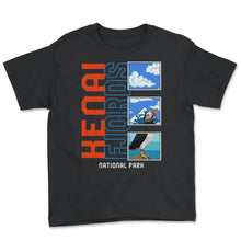 Load image into Gallery viewer, Kenai Fjords National Park Shirt, Alaska Park Since 1980, Puffin Bird - Youth Tee - Black
