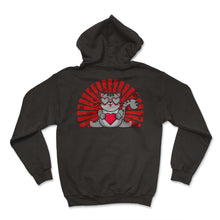 Load image into Gallery viewer, Valentines Day Shirt, Cat Cute Heart Sunglasses Valentines Tee, - Hoodie - Black
