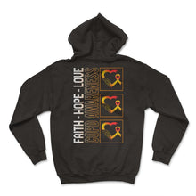 Load image into Gallery viewer, COPD Awareness Shirt, Faith Hope Love Heart Ribbon Tee, Lung Disease - Hoodie - Black
