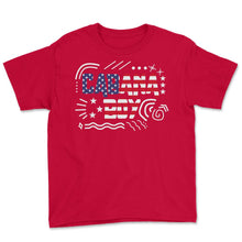 Load image into Gallery viewer, 4th Of July Shirt, All American Cabana Boy Flag Independence Day USA - Youth Tee - Red
