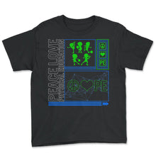 Load image into Gallery viewer, Physical Education Teacher Shirt, Peace Love Physical Education - Youth Tee - Black

