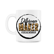 Load image into Gallery viewer, Social Worker Shirt, Difference Maker Leopard Funny Tee, Social - 11oz Mug - White
