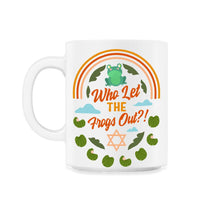 Load image into Gallery viewer, Who Let The Frogs Out Shirt, Jewish Holiday Funny Frog Plague Seder - 11oz Mug - White
