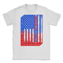 Load image into Gallery viewer, Thin Red &amp; Blue Line American Flag Shirt, Law Enforcement Tee, Police - Unisex T-Shirt - White
