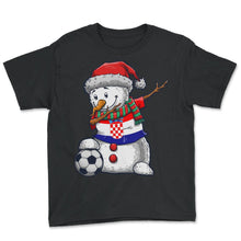 Load image into Gallery viewer, Soccer Boy Dabbing Snowman Christmas Jersey Croatia Shirt, Football - Youth Tee - Black
