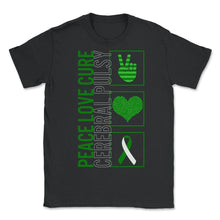 Load image into Gallery viewer, Peace Love Cure Cerebral Pulsy T Shirt - Unisex T-Shirt - Black
