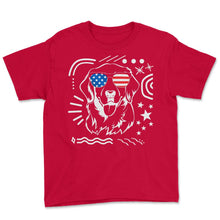 Load image into Gallery viewer, 4th Of July Shirt, Golden Retriever Sunglasses Dog Lover Independence - Youth Tee - Red
