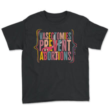 Load image into Gallery viewer, Pro Choice Shirt, Vasectomies Prevent Abortion Scissors Tee, Girl - Youth Tee - Black
