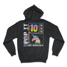 Load image into Gallery viewer, 10th Birthday Girl Unicorn Cute Tee, Pop Birthday Party Theme Costume - Hoodie - Black
