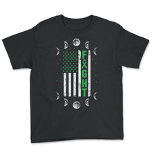 Load image into Gallery viewer, Mental Health Awareness Shirt, Fight Green Ribbon American Flag Moon - Youth Tee - Black
