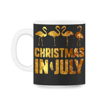Load image into Gallery viewer, Christmas In July  Pink Flamingo Love Heart Flamingos Summer - 11oz Mug - Black on White
