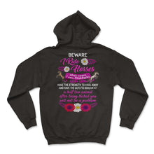 Load image into Gallery viewer, Horse Shirt, Beware I Ride Horses Floral Tee, Girl Horse Riding - Hoodie - Black
