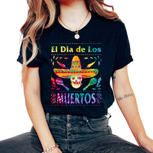 Load image into Gallery viewer, El Dia de Los Muertos Day of the Dead El Jefe Sugar Skull Mexican Hat - Unisex T-Shirt - Black
