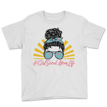 Load image into Gallery viewer, Mom Shirt, Girl Scout Mom Life Messy Bun Tee, Mother's Day Gift - Youth Tee - White
