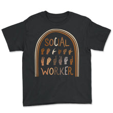 Load image into Gallery viewer, Social Worker Shirt, Social Worker ASL Hand Sign Tee, Future Social - Youth Tee - Black
