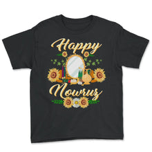Load image into Gallery viewer, Happy Nowruz Shirt, Haft Seen Arrangement Gift, Iranian New Year, - Youth Tee - Black
