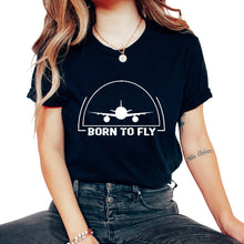 Load image into Gallery viewer, Pilot Shirt, Born To Fly Traffic Controller Control Tower Tee, - Unisex T-Shirt - Black
