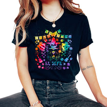 Load image into Gallery viewer, El Jefe El Dia de Los Muertos Day of the Dead Sugar Skull Mexican Hat - Unisex T-Shirt - Black
