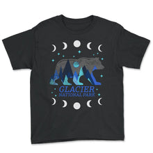 Load image into Gallery viewer, Glacier National Park, Retro Glacier Montana Grizzly Bear Souvenir - Youth Tee - Black
