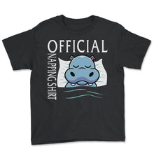 Load image into Gallery viewer, Sleep Shirt, Official Napping Hippopotamus Tee, Funny Hippo Sleep - Youth Tee - Black
