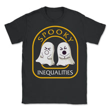Load image into Gallery viewer, Halloween Math Teacher Shirt, Spooky Inequalities Ghost Funny Tee, - Unisex T-Shirt - Black
