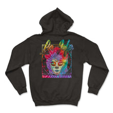 Load image into Gallery viewer, Dia De Los Muertos Shirt, La Jefa Sugar Skulls Red Floral Tee, - Hoodie - Black
