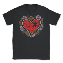 Load image into Gallery viewer, Puzzle Heart And Missing Piece Shirt, Dad Mom Puzzle Heart And Baby - Unisex T-Shirt - Black
