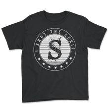 Load image into Gallery viewer, Graphic Designer Shirt, I Shot The Serif Tee, Funny Web Designer - Youth Tee - Black
