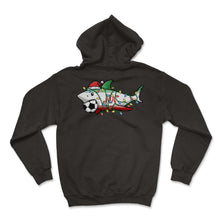 Load image into Gallery viewer, Christmas Shirt, Santa Shark Soccer Jersey Football Lights Iran Tee, - Hoodie - Black
