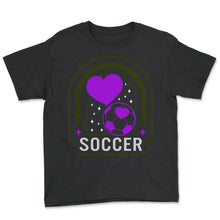 Load image into Gallery viewer, Soccer Shirt, Love Heart Soccer Tee, Soccer Gift Idea, Soccer Girls - Youth Tee - Black
