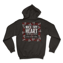 Load image into Gallery viewer, Heart Surgery Shirt, Nice Try Heart I'm Still Here Floral Tee, CHD - Hoodie - Black
