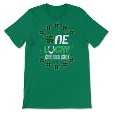 Load image into Gallery viewer, Funny St Patricks Day Gift for PreK Kinder One Lucky Hospice Social - Unisex T-Shirt - Kelly Green
